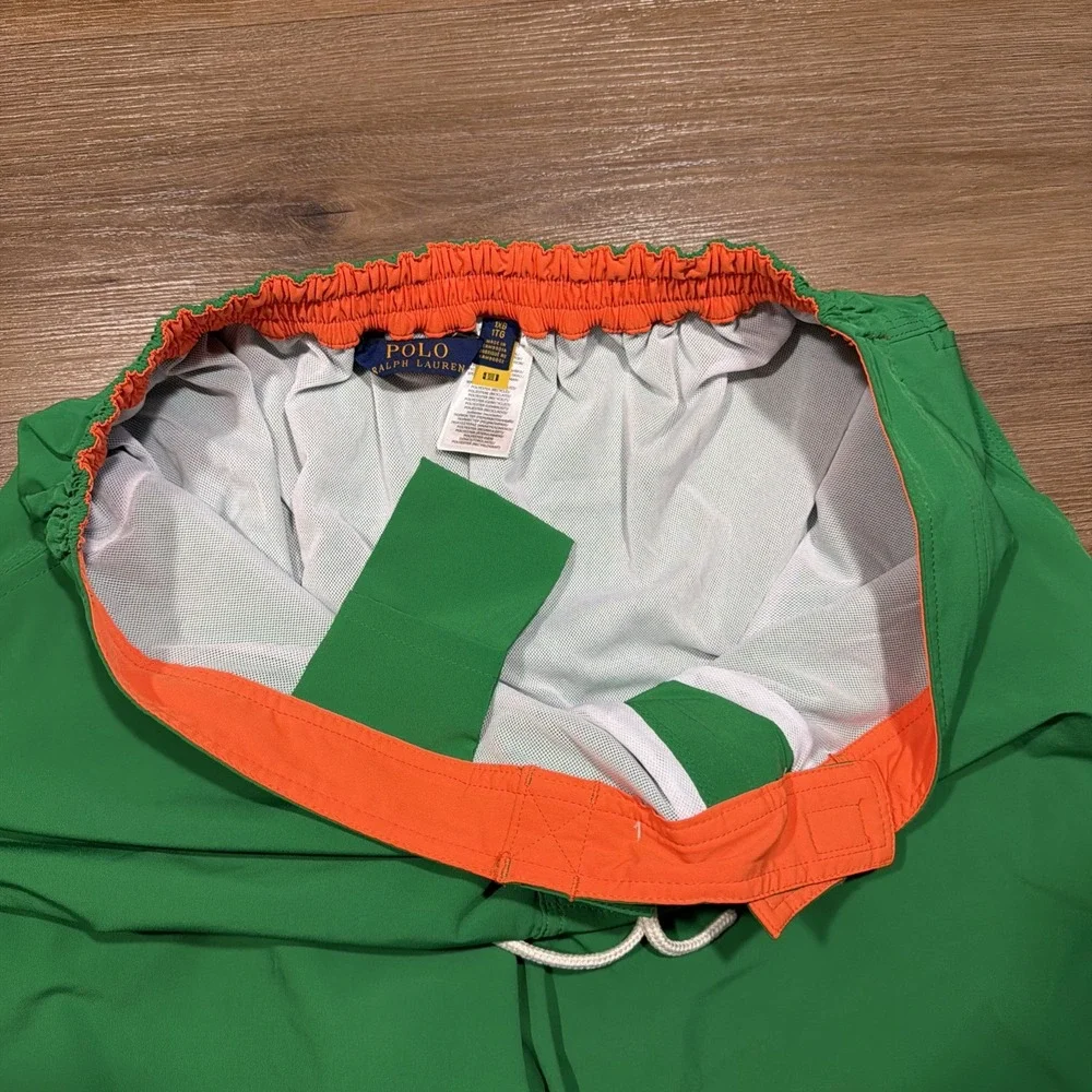 Polo Ralph Lauren Trunks Men's 1XB Long Kailua Trunks Pocket Mesh Lined Orange